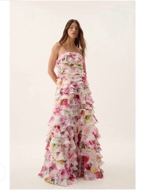 Aje Fleur Pleated Gown